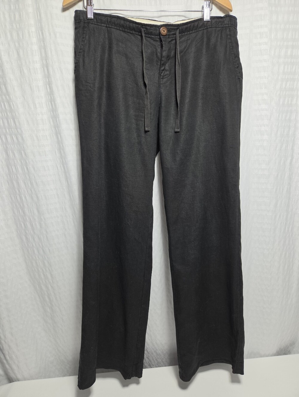 100% Linen Mid Rise Wide Leg Black Pants By Old Navy. Size 10